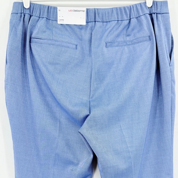 Liz Claiborne Women's Capri Pants Size 16 Blue Mid Rise Zip/Elastic Back NWT - Picture 4 of 12